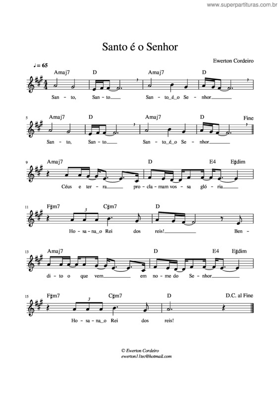 Partitura da música Santo É O Senhor v.4