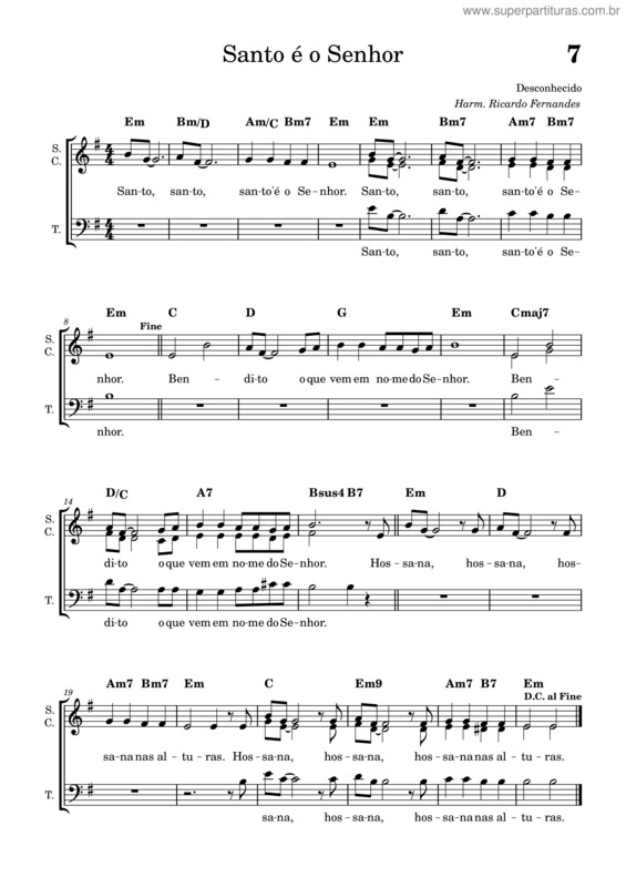 Partitura da música Santo É O Senhor v.5