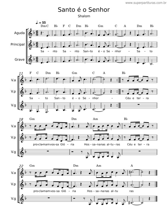 Partitura da música Santo É O Senhor v.6