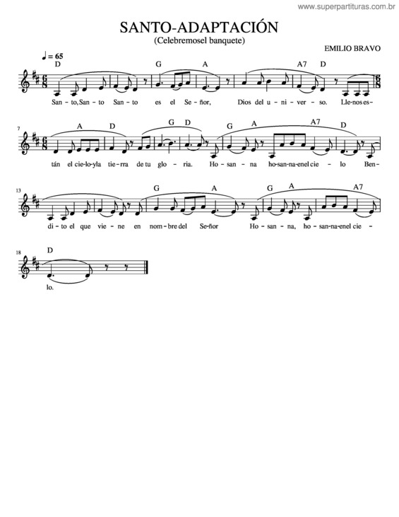 Partitura da música Santo Emilio  – Santo Emilio