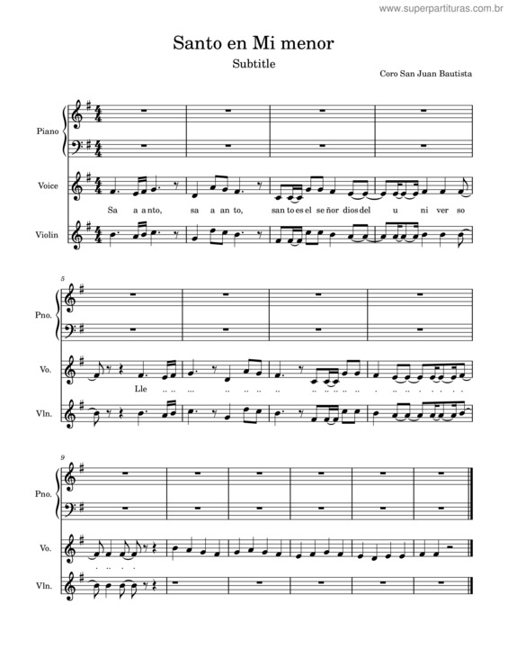 Partitura da música Santo En Mi Menor