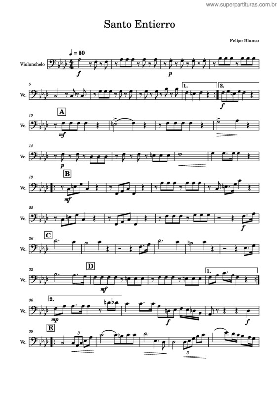 Partitura da música Santo Entierrfo