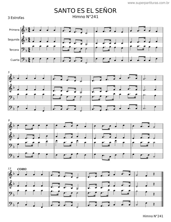 Partitura da música Santo Es El Señor