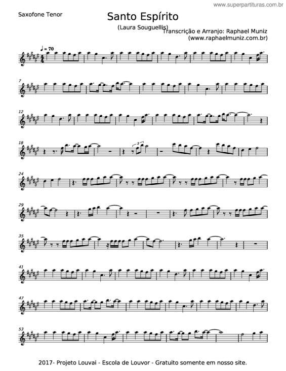 Partitura da música Santo Espírito – Laura Souguellis v.2