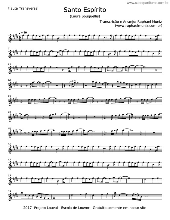 Partitura da música Santo Espírito – Laura Souguellis
