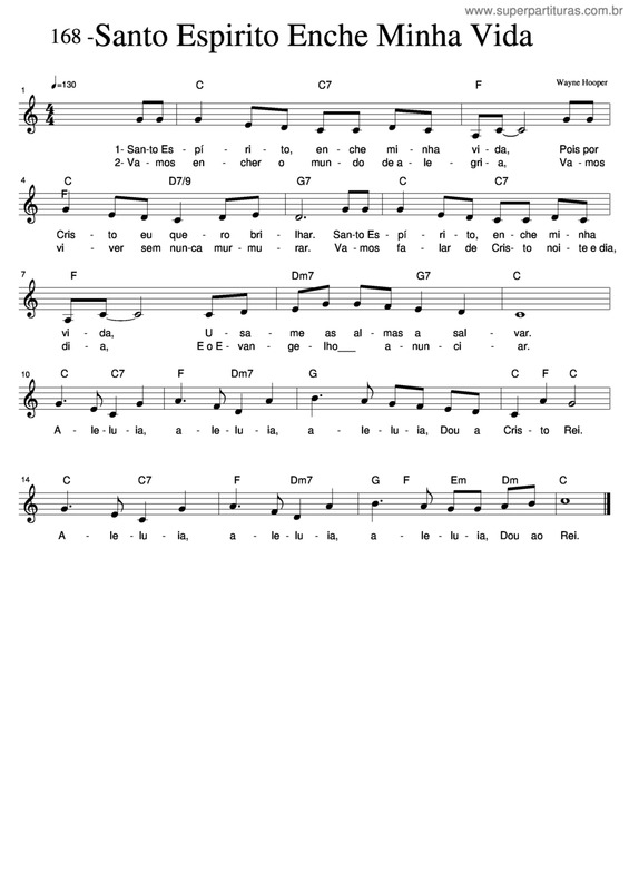 Partitura da música Santo Espírito Enche Minha Vida