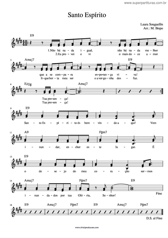 Partitura da música Santo Espírito v.20