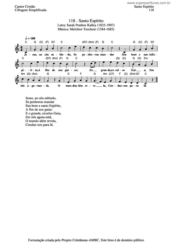 Partitura da música Santo Espírito v.6