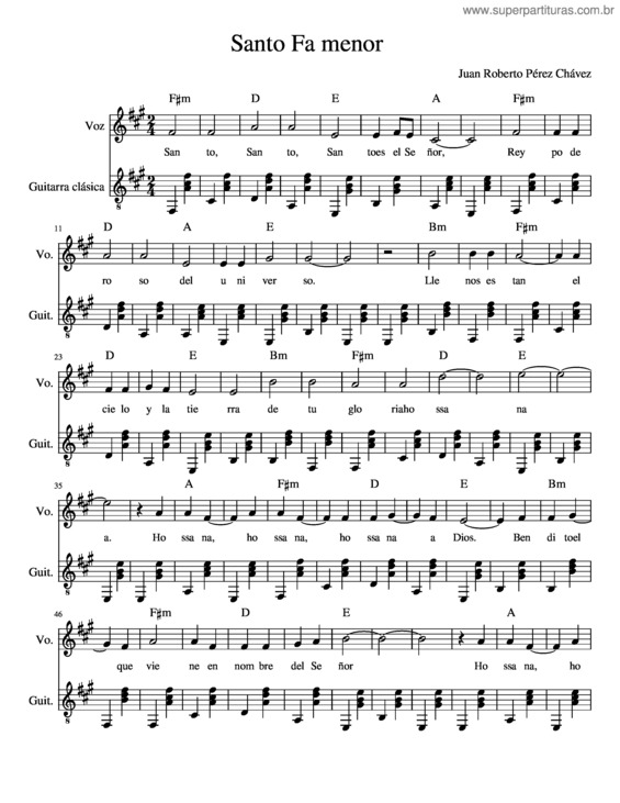 Partitura da música Santo Fa Menor Misa Catolica