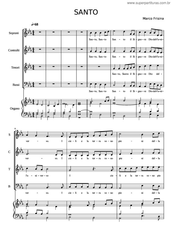 Partitura da música Santo Frisina