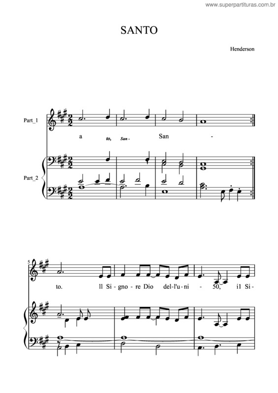 Partitura da música Santo Gen Clarinetto