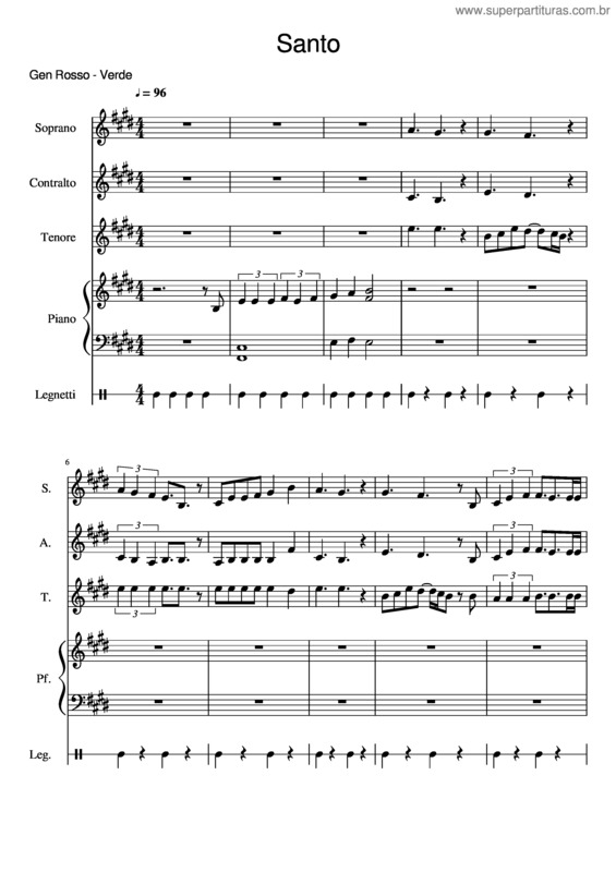 Partitura da música Santo Gen Rosso Verde
