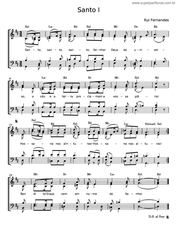 Partitura da música Santo I – Rui Fernandes