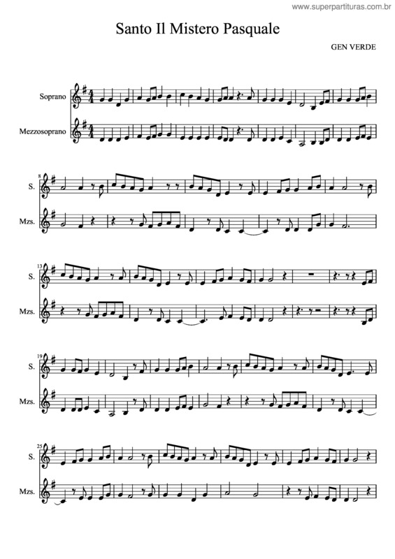 Partitura da música Santo Il Mistero Pasquale Soprani E Contralti