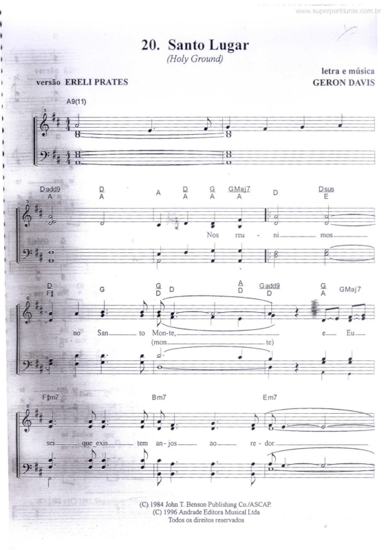 Partitura da música Santo Lugar