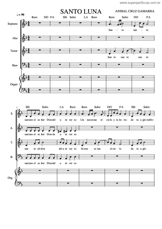 Partitura da música Santo Luna