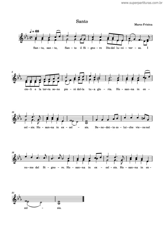 Partitura da música Santo Marco Frisina v.2