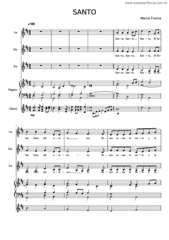 Partitura da música Santo Marco Frisina