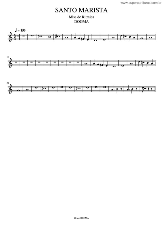 Partitura da música Santo Marista