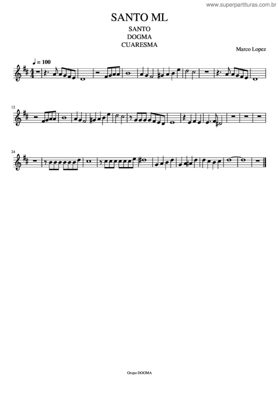 Partitura da música Santo Ml Flauta