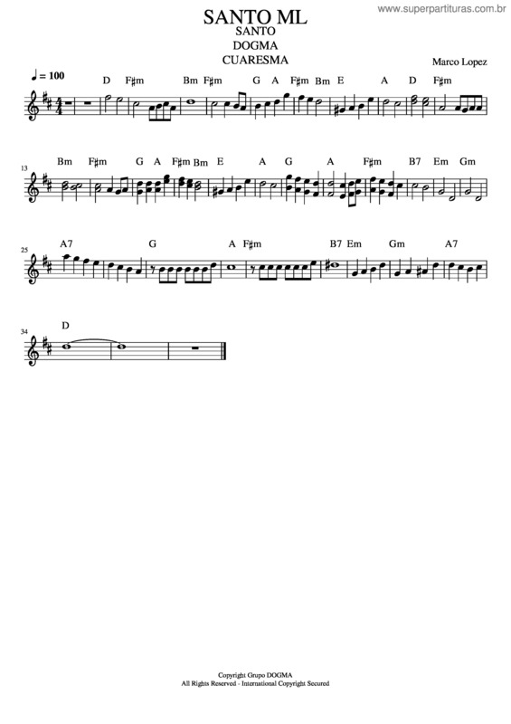 Partitura da música Santo Ml Organo