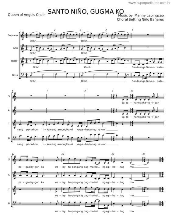 Partitura da música Santo Niño, Gugma Ko – Manny Lapingcao