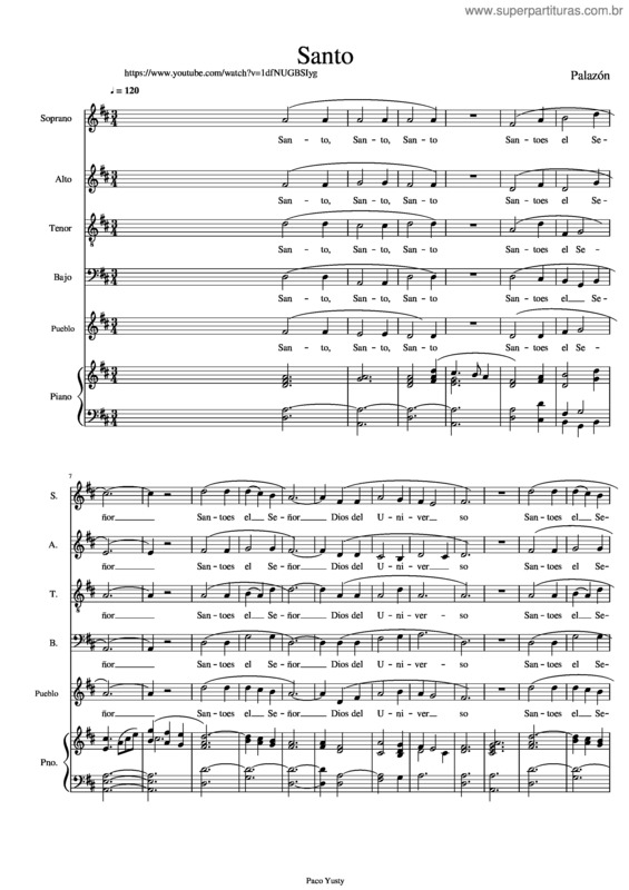Partitura da música Santo Palazon Musescore 2.0