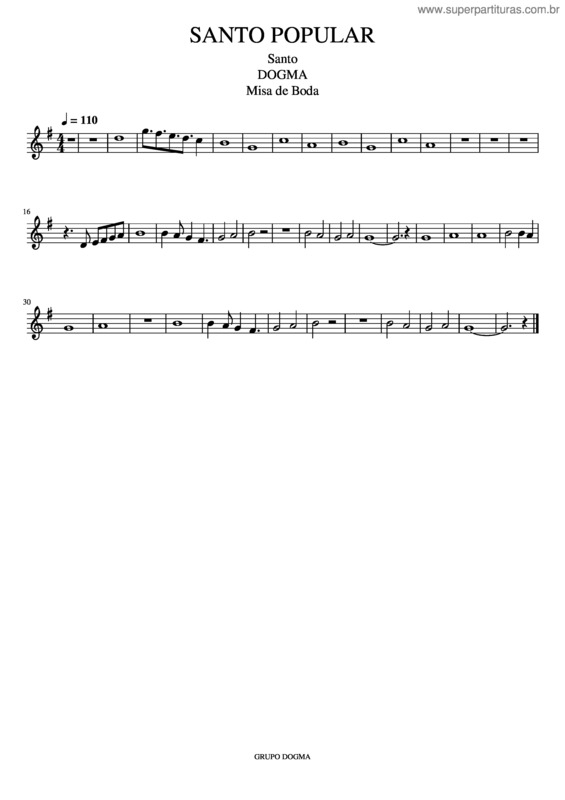 Partitura da música Santo Popular