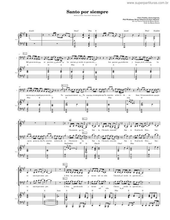 Partitura da música Santo Por Siempre – Chris Tomlin v.2