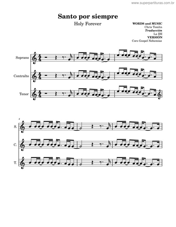Partitura da música Santo Por Siempre.Mscz