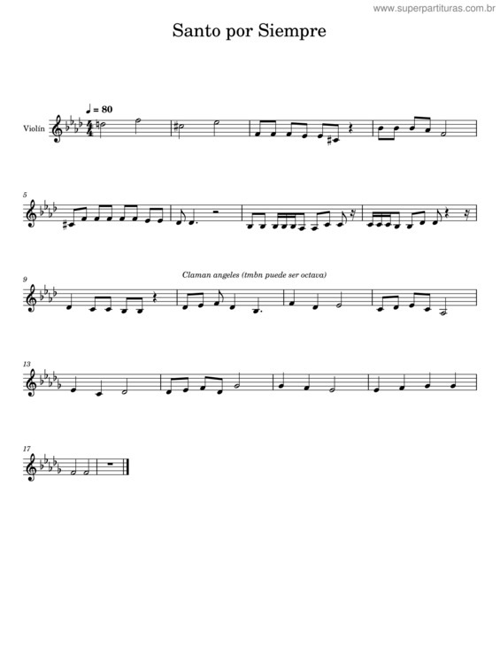 Partitura da música Santo Por Siempre