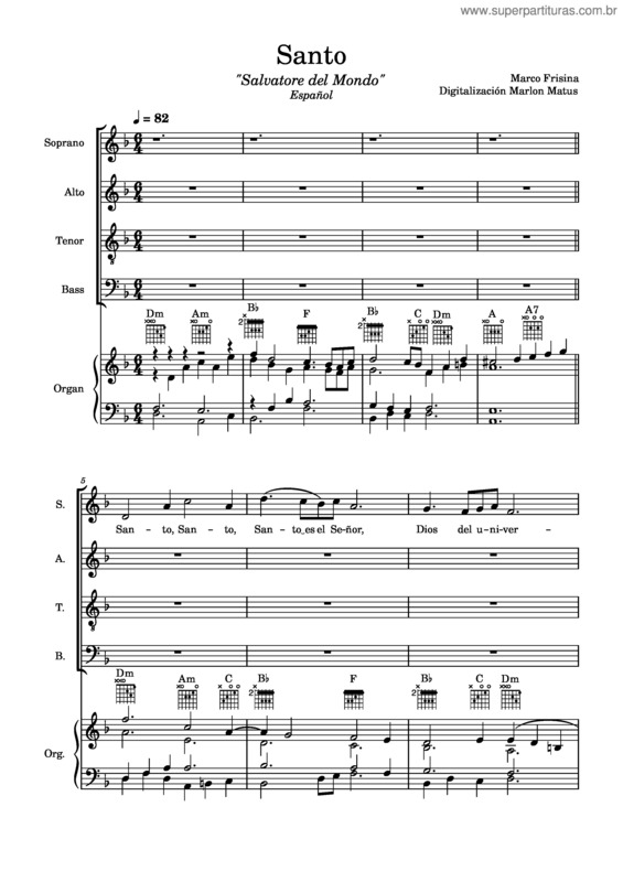 Partitura da música Santo Salvatore Del Mondo – Marco Frisina