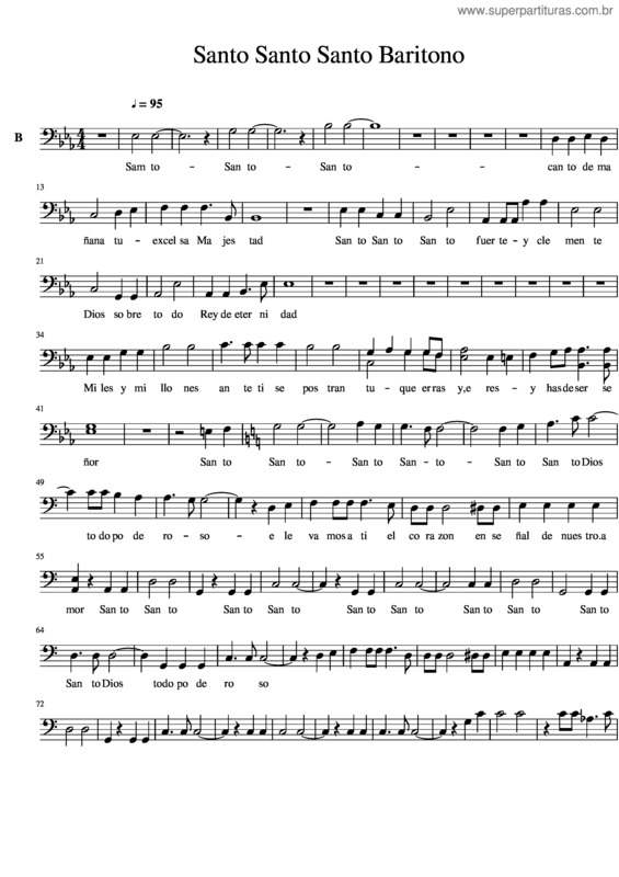 Partitura da música Santo Santo Santo Baritono