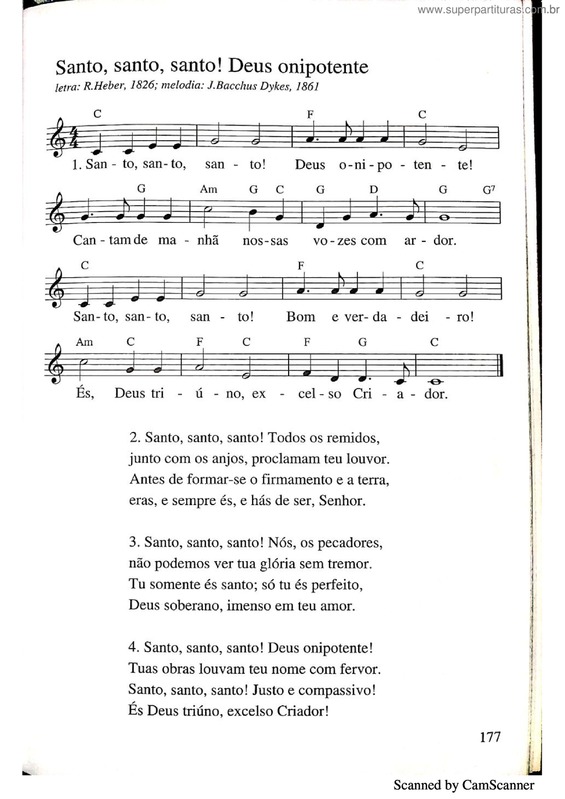 Partitura da música Santo Santo Santo Deus Onipotente