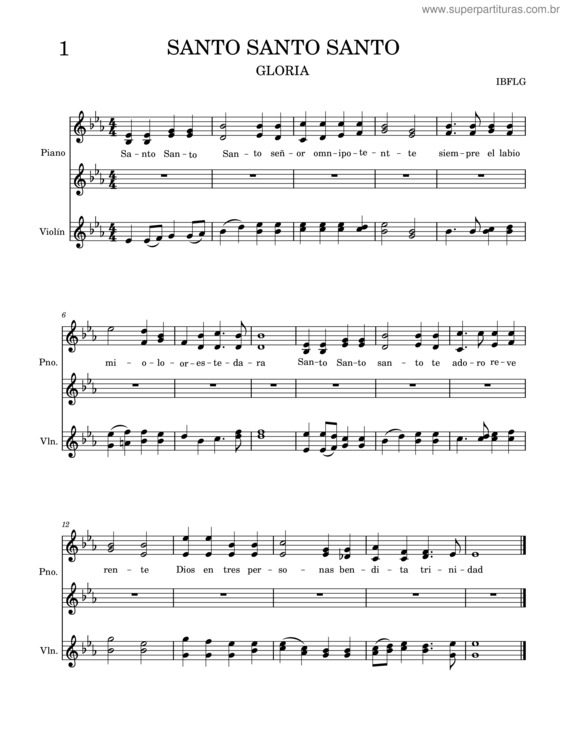 Partitura da música Santo Santo Santo v.6