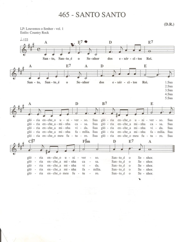 Partitura da música Santo Santo v.2