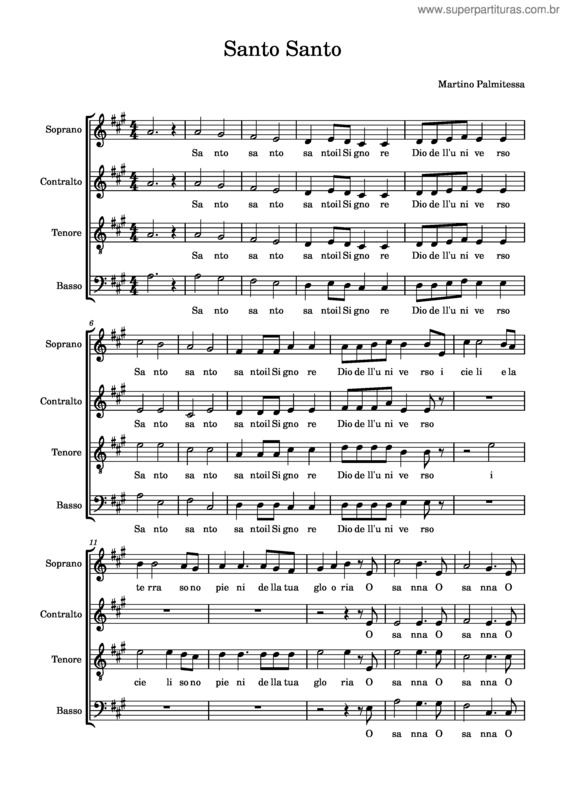 Partitura da música Santo Santo v.4