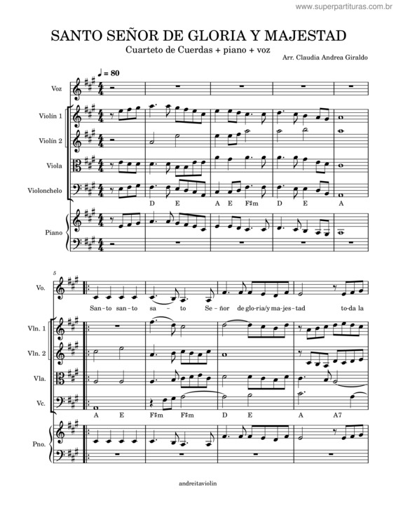 Partitura da música Santo Señor De Gloria Y Majestad