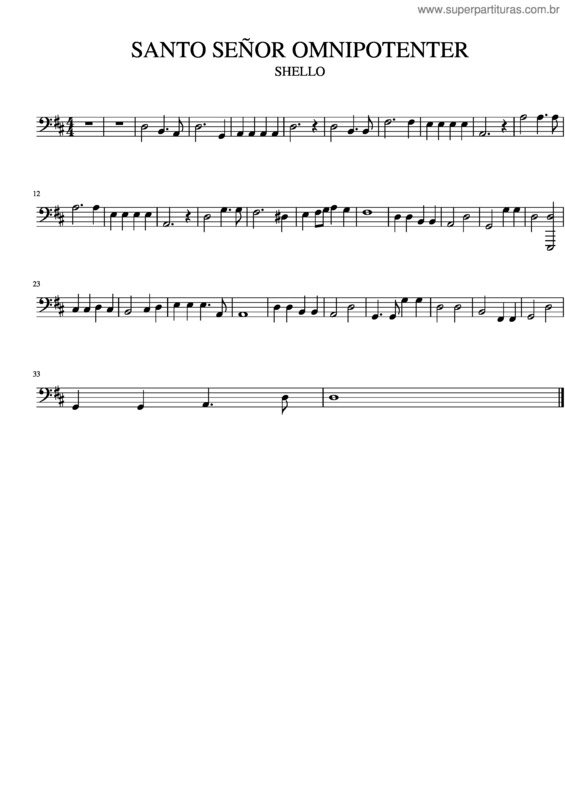 Partitura da música Santo Se Or Omnipotenter Shello