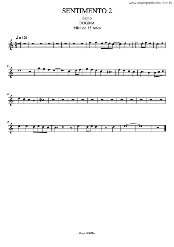 Partitura da música Santo Sentimento 2