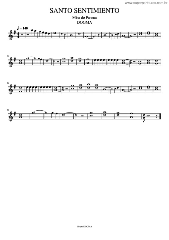 Partitura da música Santo Sentimiento