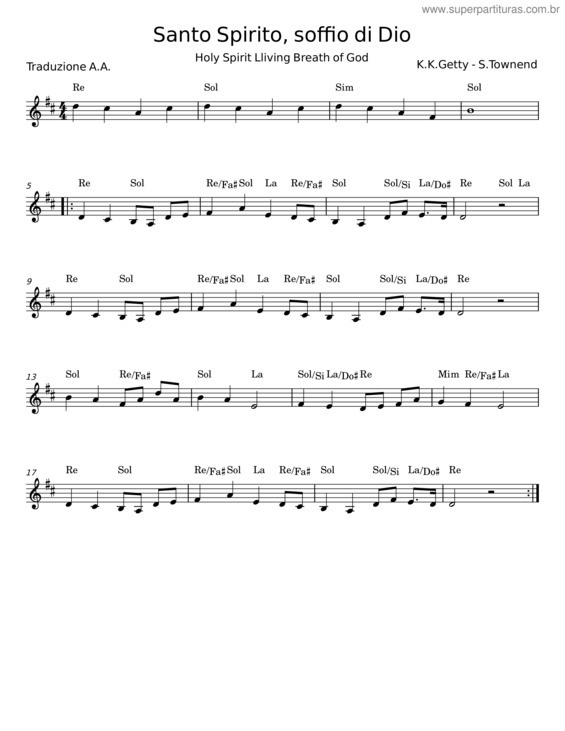 Partitura da música Santo Spirito, Soffio Di Dio – K. K. Getty