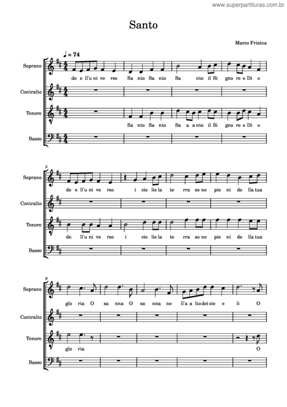 Partitura da música Santo Tenori