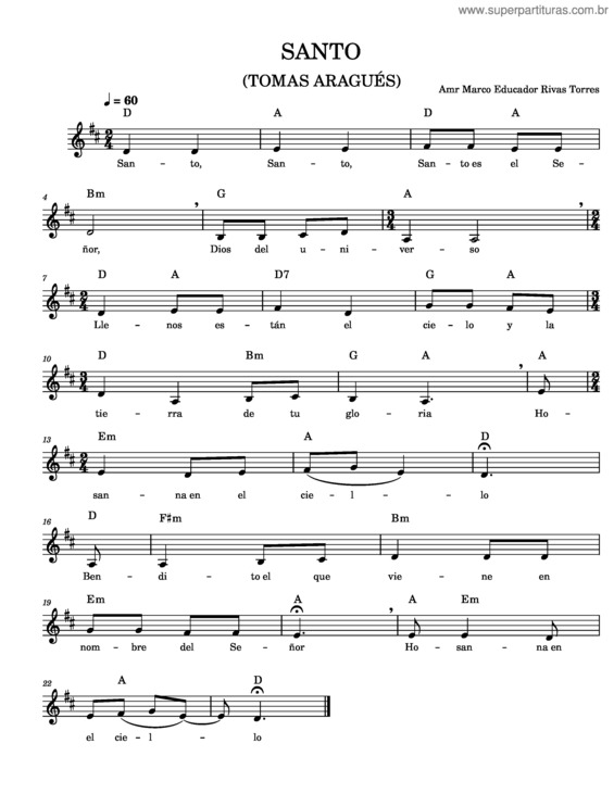 Partitura da música Santo Tomas Aragues – Santo Tomas Aragues v.2
