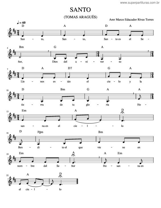 Partitura da música Santo Tomas Aragues – Santo Tomas Aragues
