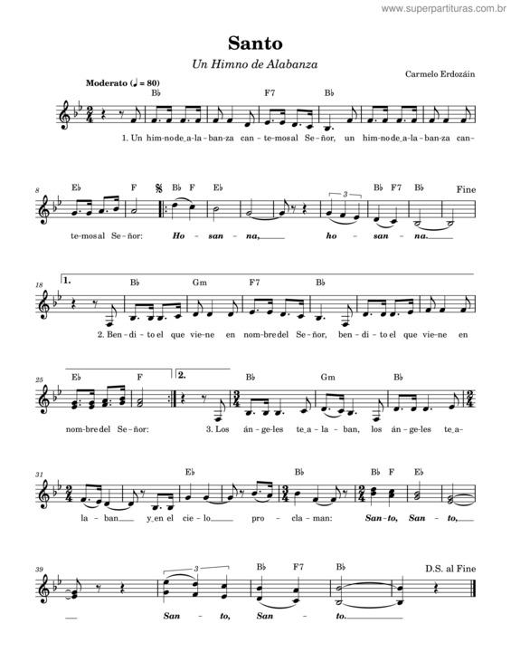 Partitura da música Santo Un Himno De Alabanza