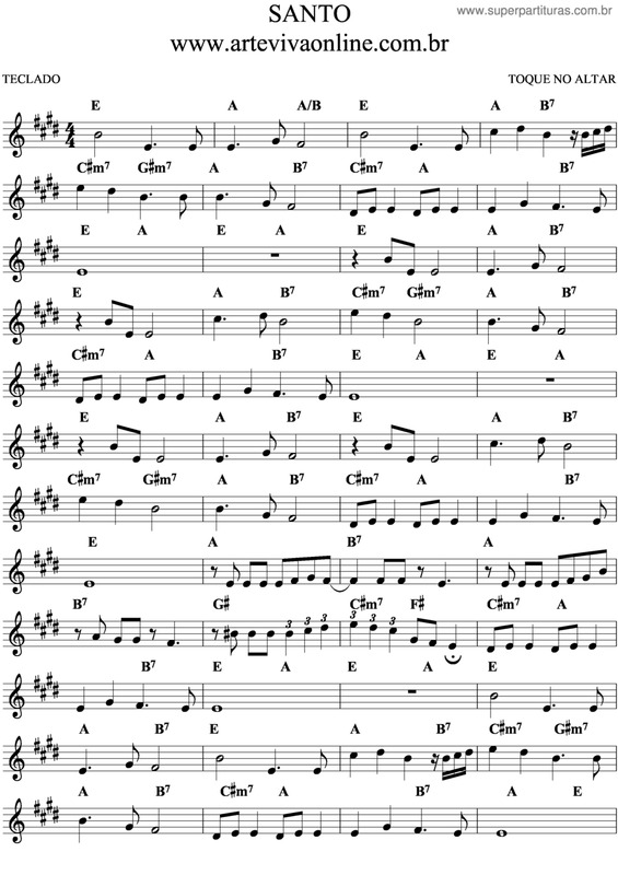 Partitura da música Santo v.10