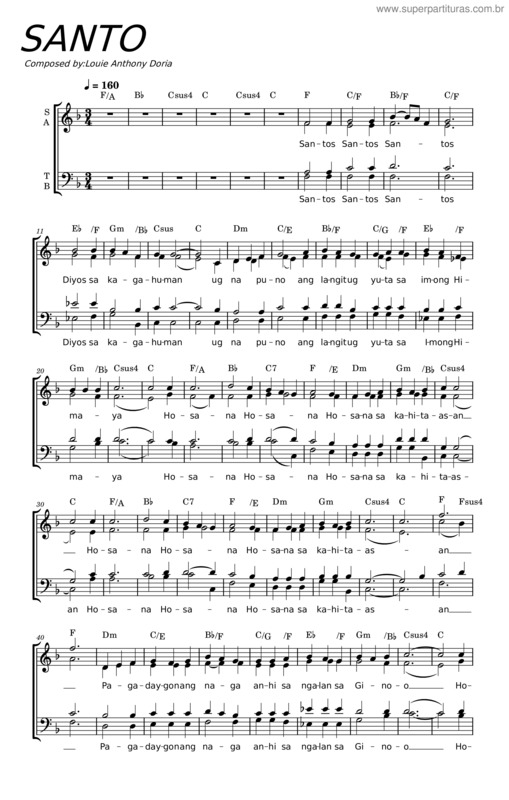 Partitura da música Santo v.101