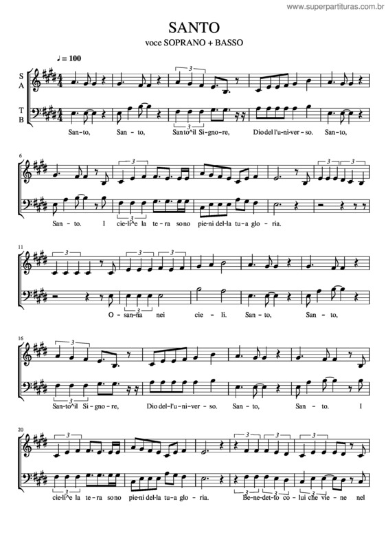 Partitura da música Santo v.103