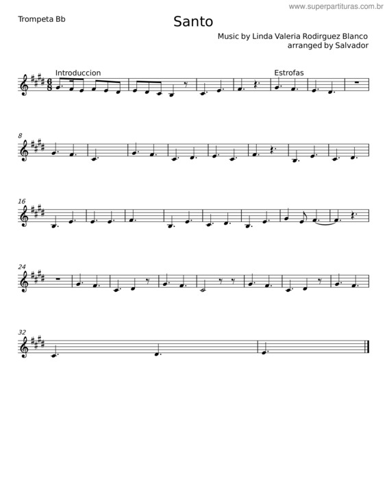 Partitura da música Santo v.107